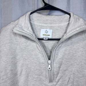 OFFLINE by Aerie Women's Gray Heathered Half-Zip Cropped Sweatshirt